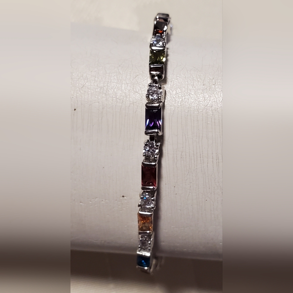 Elegant Multicolor CZ Gemstone Bracelet